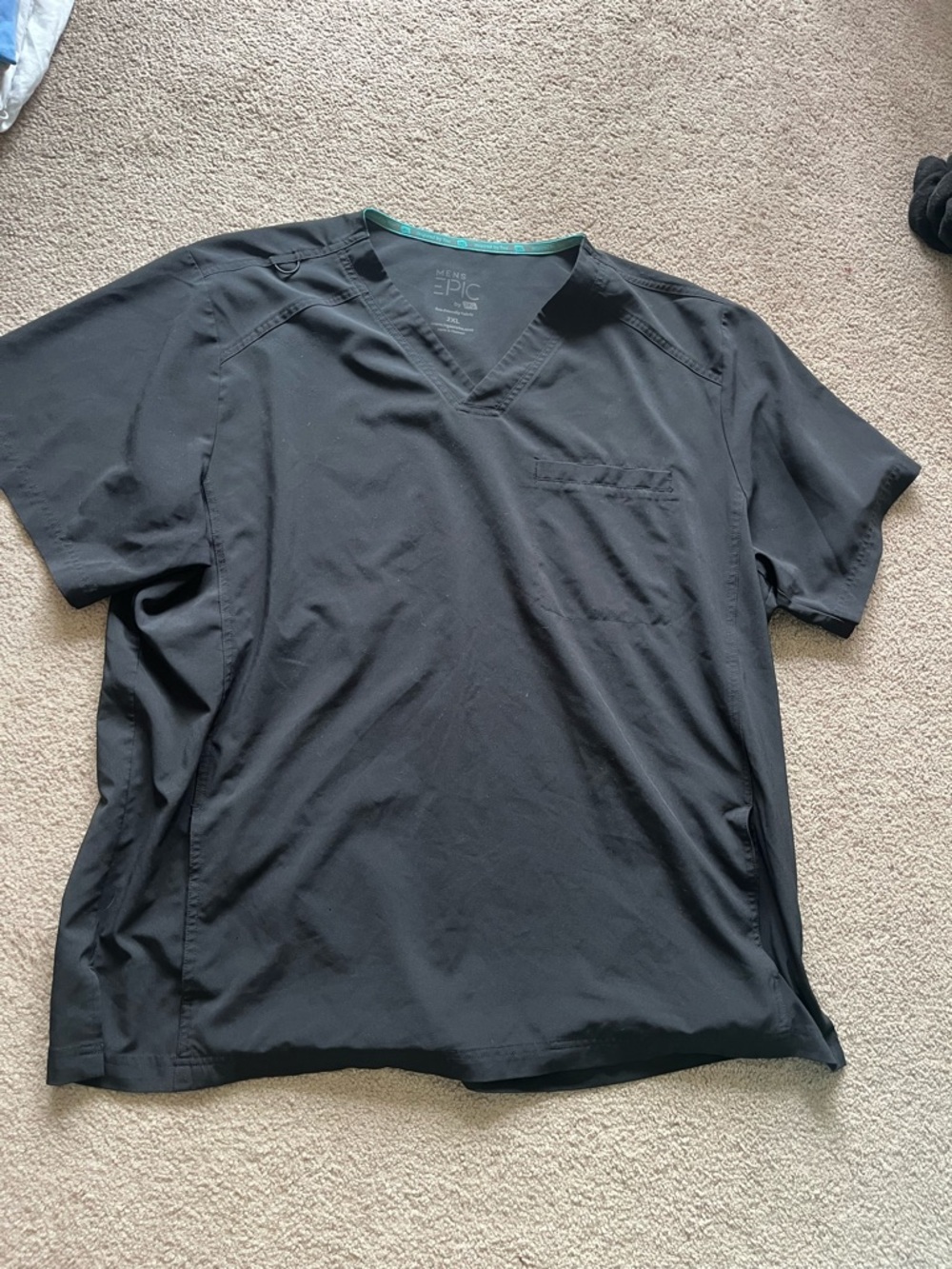 Men Scrub Top Black 2XL